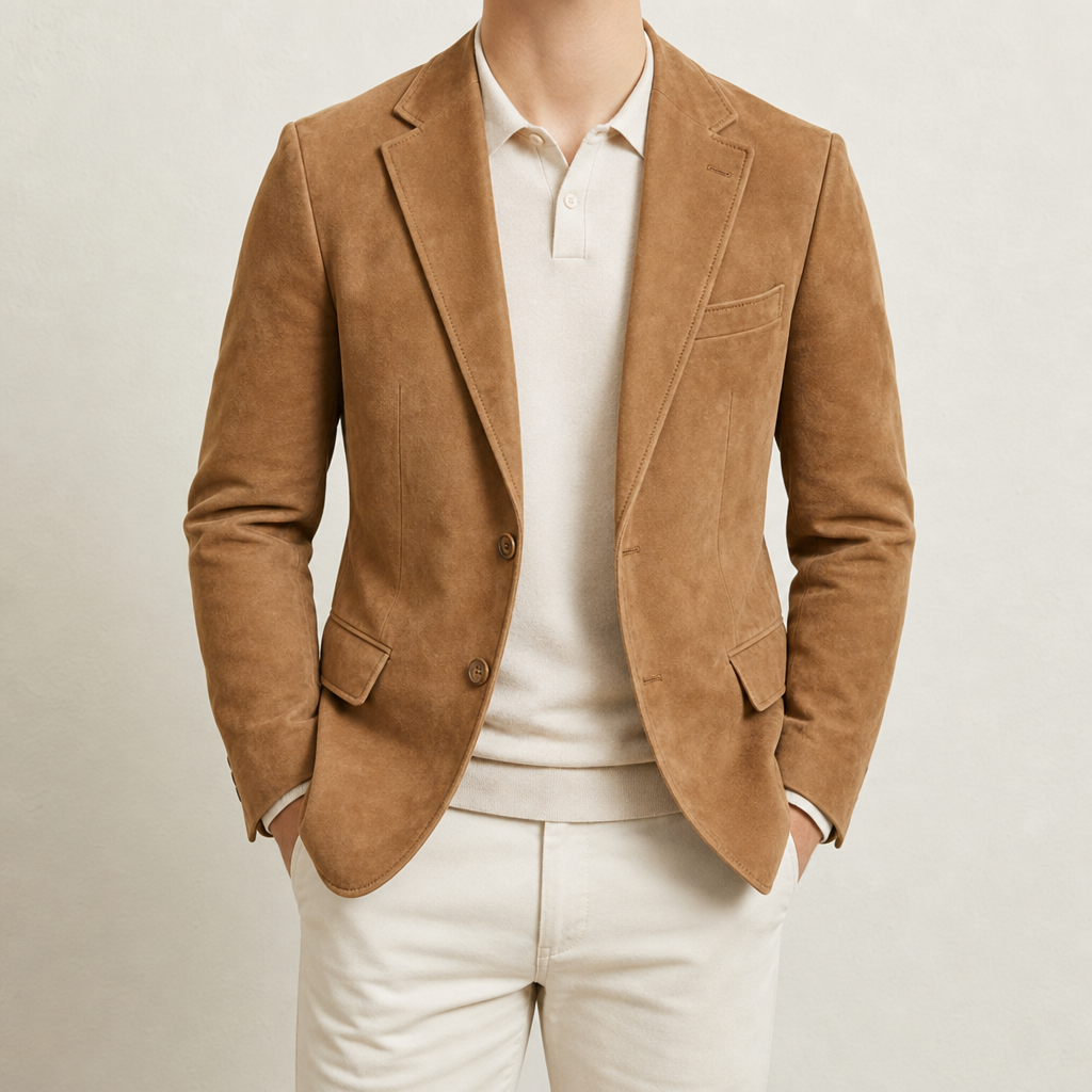 Men's structured single-breasted blazer in camel