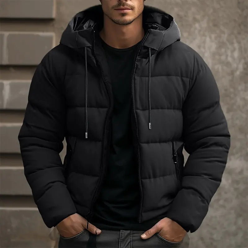 Men's waterproof insulated puffer jacket in black — alternate view