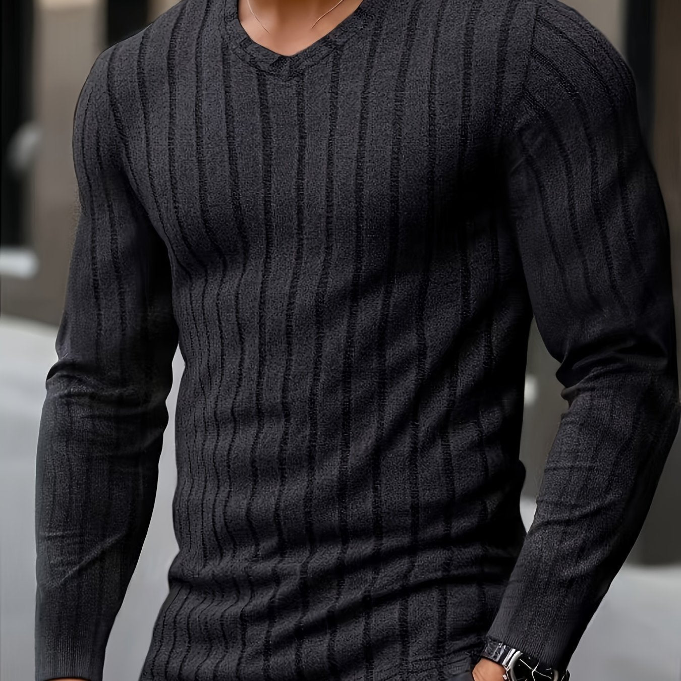 Sawyer | Ribbed V-Neck Long Sleeve Top