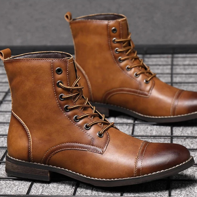 Men's cap toe leather ankle boots — additional view