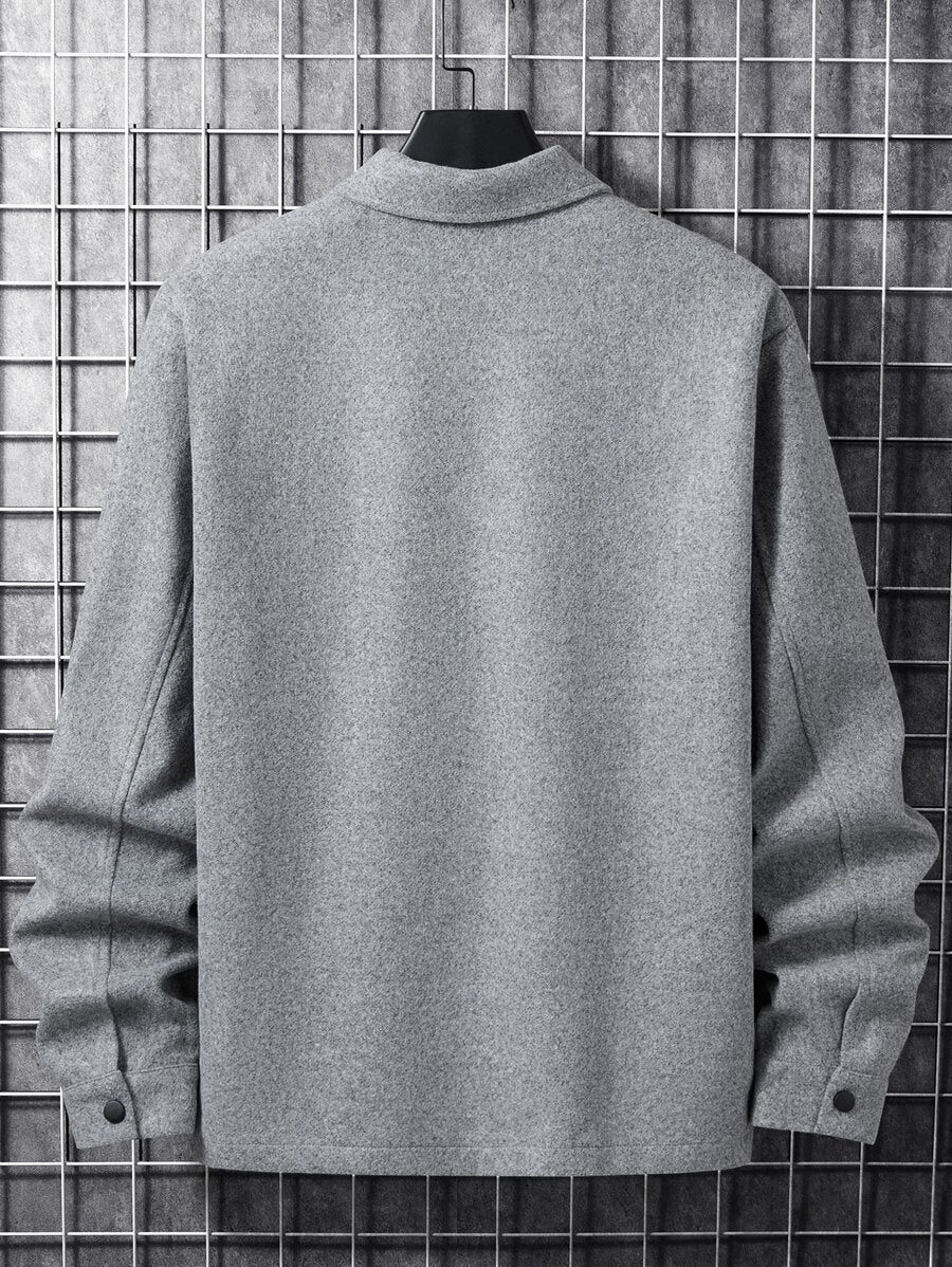 Men's single-breasted long sleeve shacket — alternate view