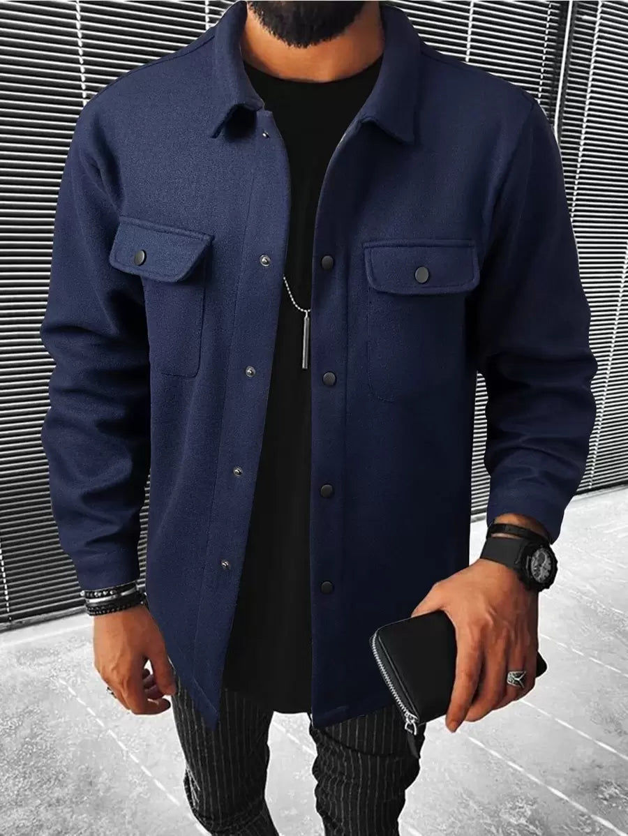 Men's single-breasted long sleeve shacket — additional view