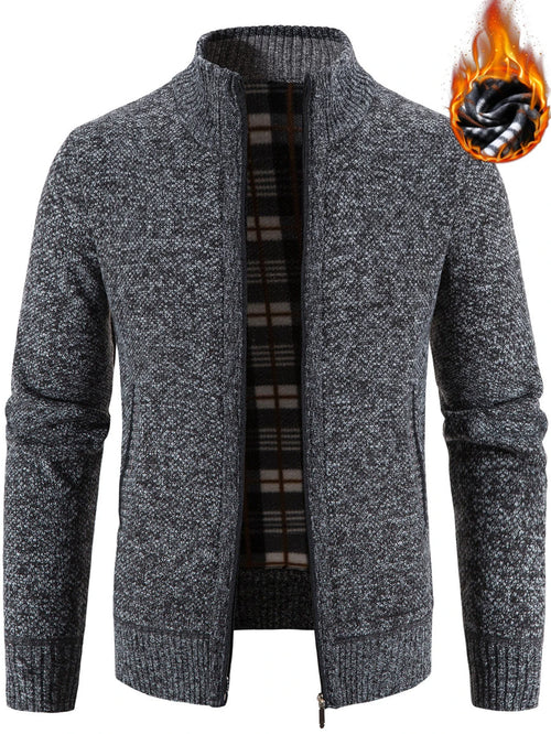 Men's color block ribbed cardigan in grey