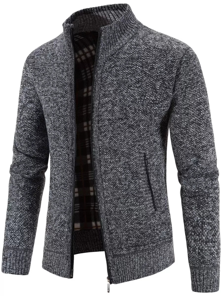 Men's color block ribbed cardigan — detail view
