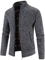Men's color block ribbed cardigan — detail view