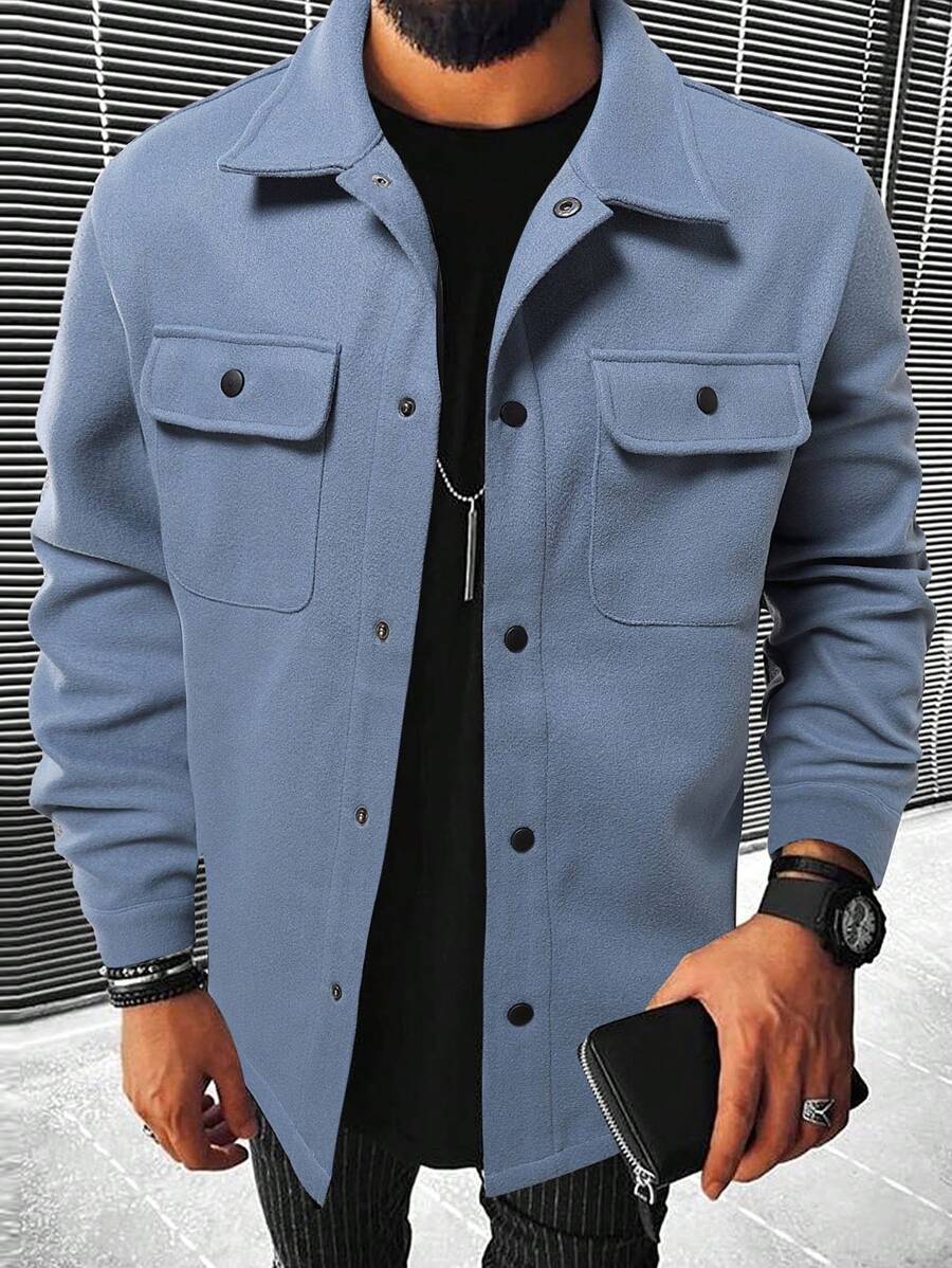 Men's single-breasted long sleeve shacket — additional view
