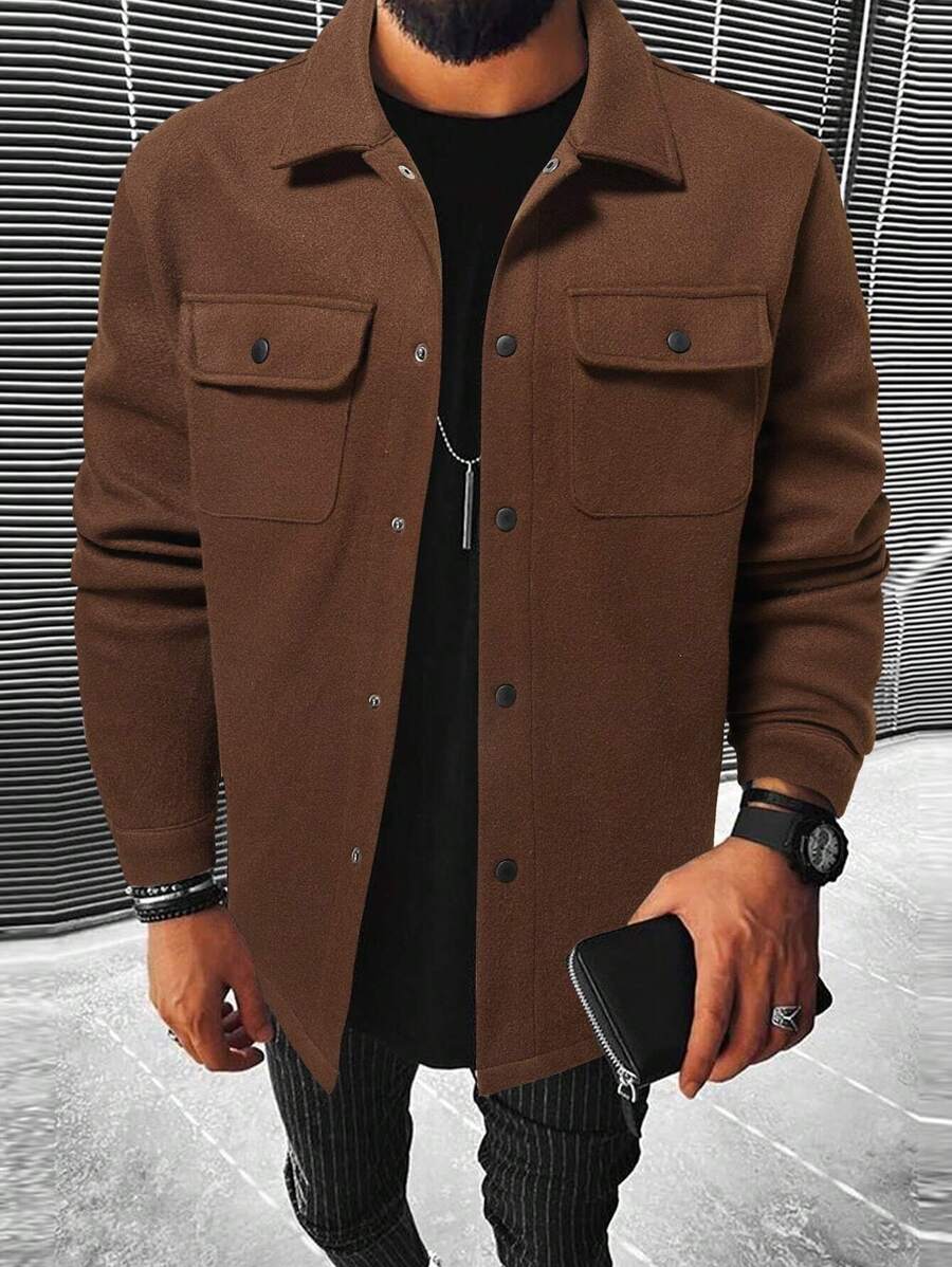 Men's single-breasted long sleeve shacket — additional view