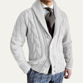 Men's chunky cable cardigan in white