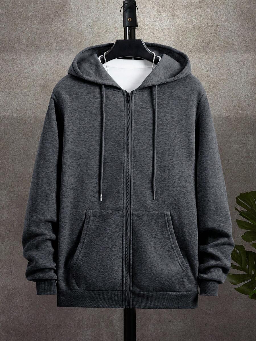 Men's zip-up hooded sweatshirt — detail view