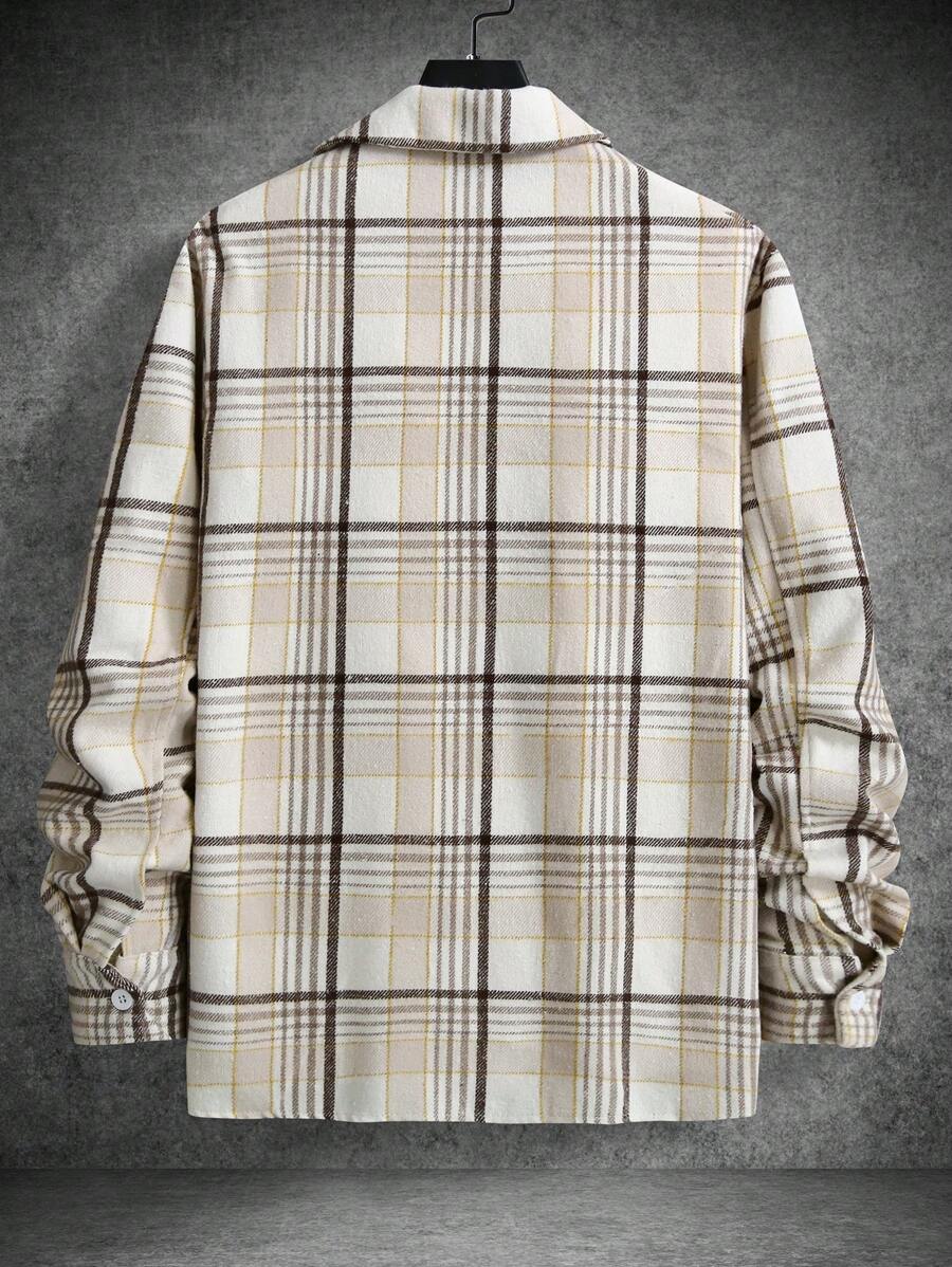 Men's checked long sleeve shacket — alternate view