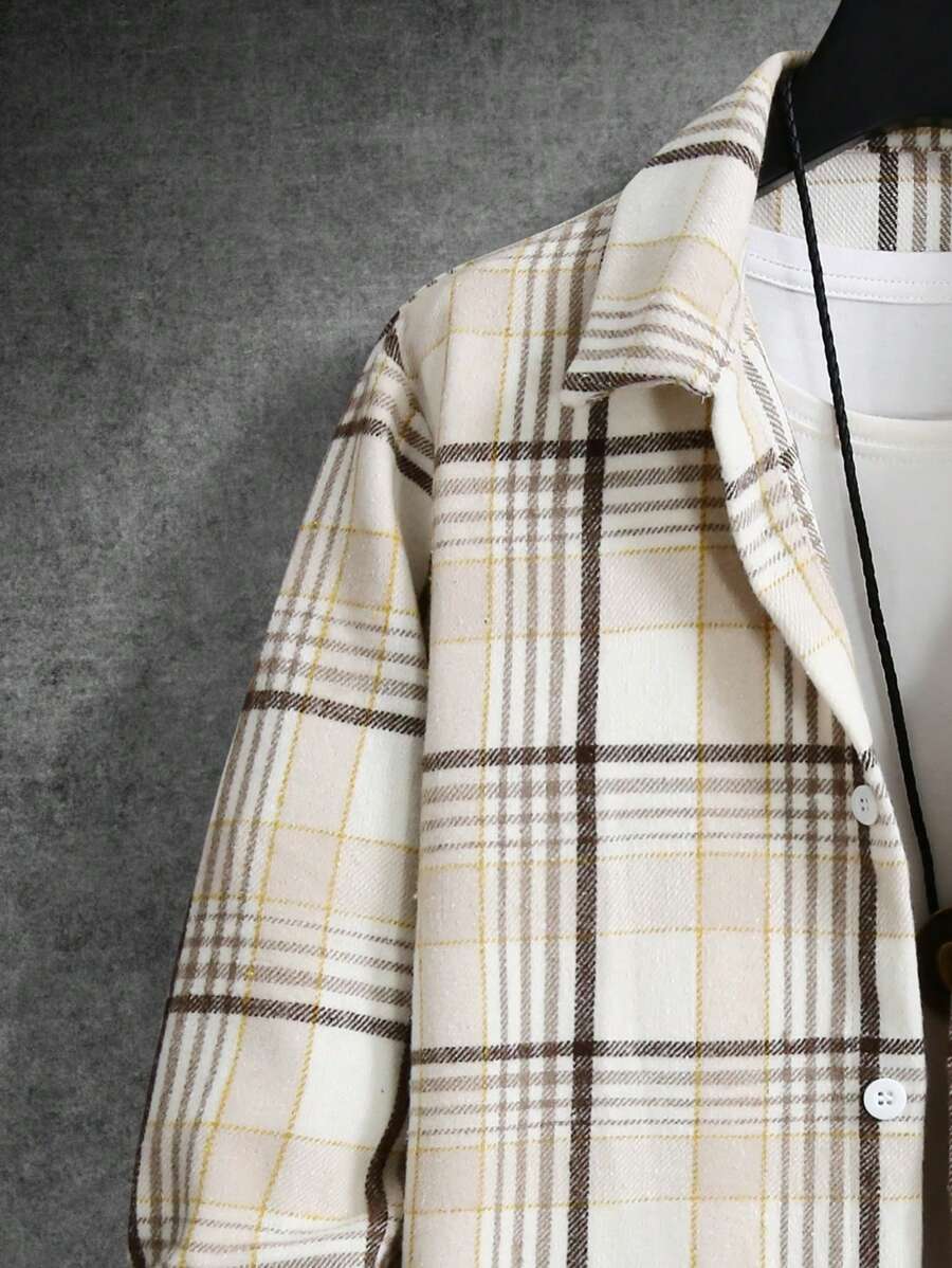 Men's checked long sleeve shacket — additional view