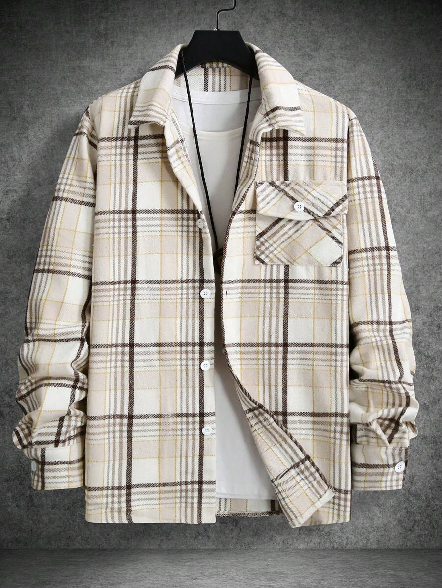Men's checked long sleeve shacket — additional view
