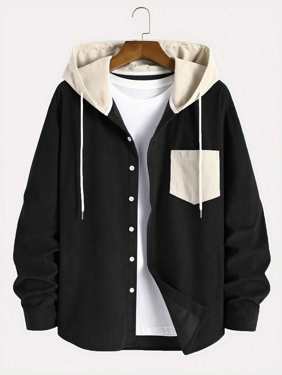 Men's corduroy relaxed-fit hoodie — alternate view