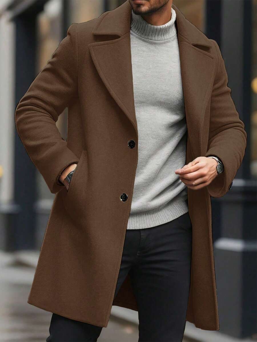 Men's button-up wool winter coat — additional view