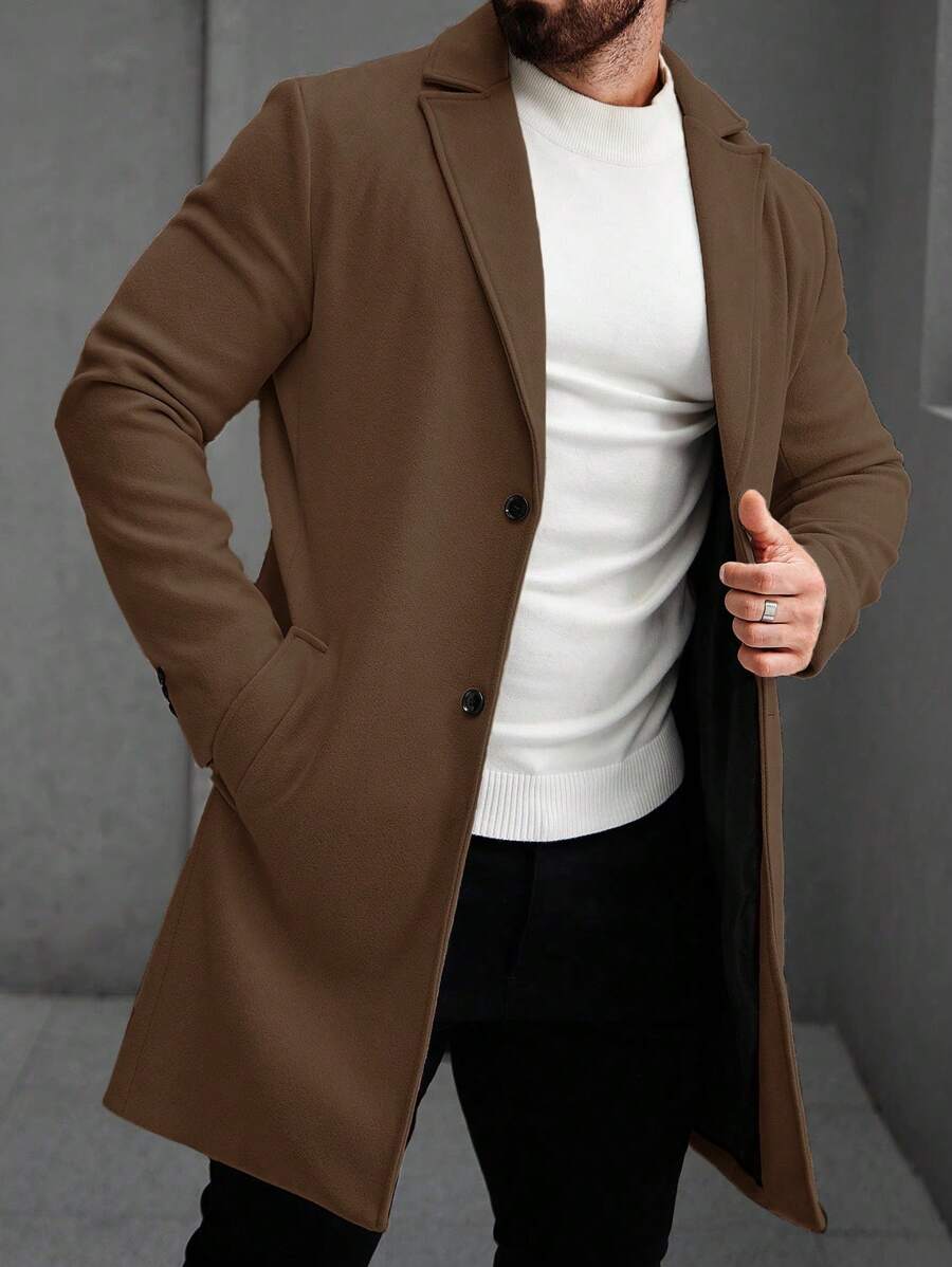 Men's button-up wool winter coat — additional view