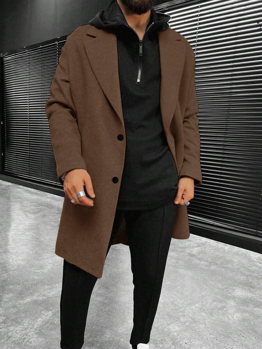 Men's button-up wool winter coat — additional view