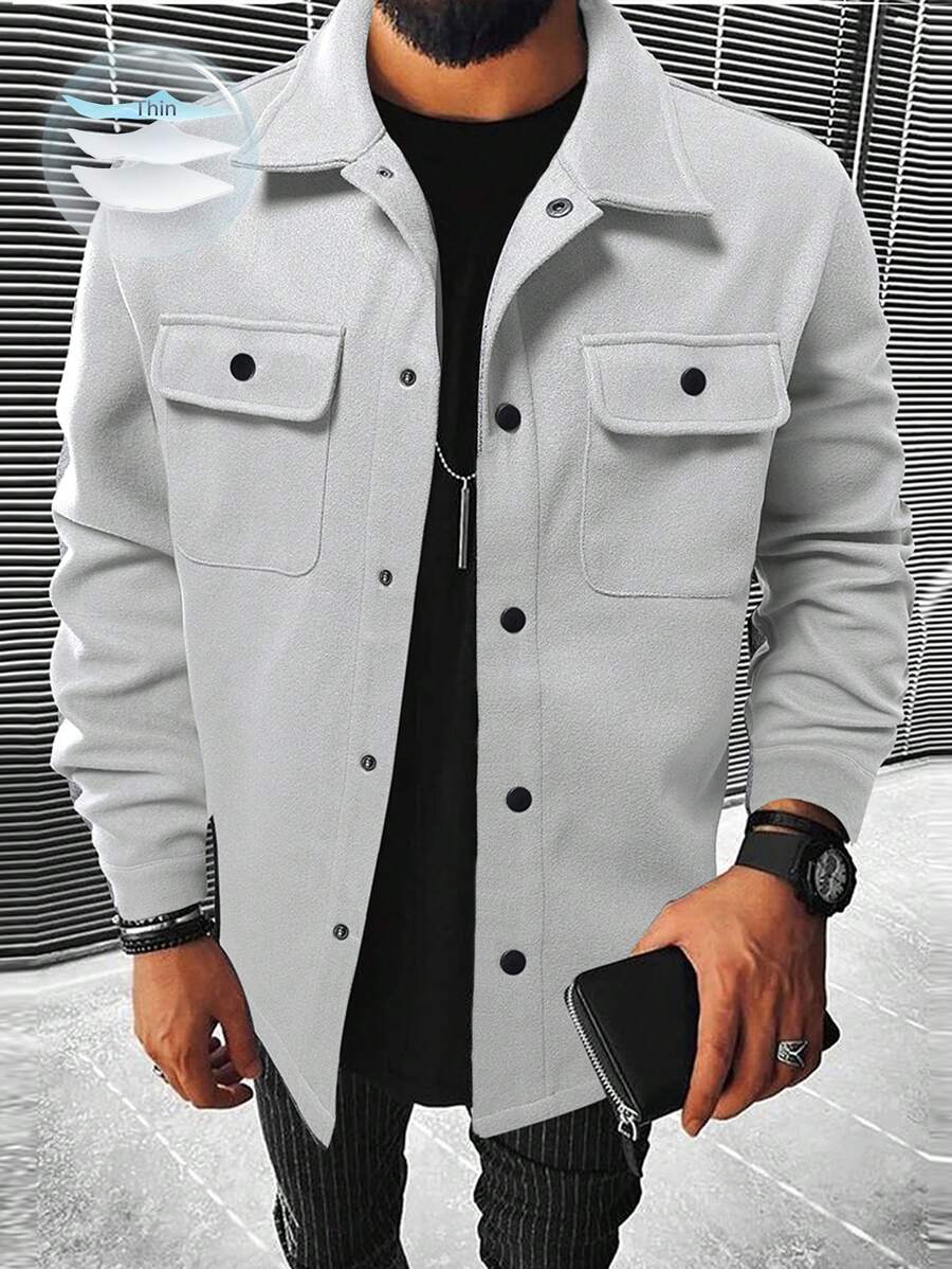 Men's single-breasted long sleeve shacket — additional view