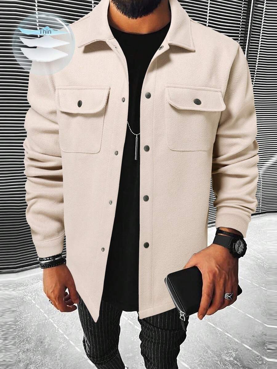 Men's single-breasted long sleeve shacket — additional view