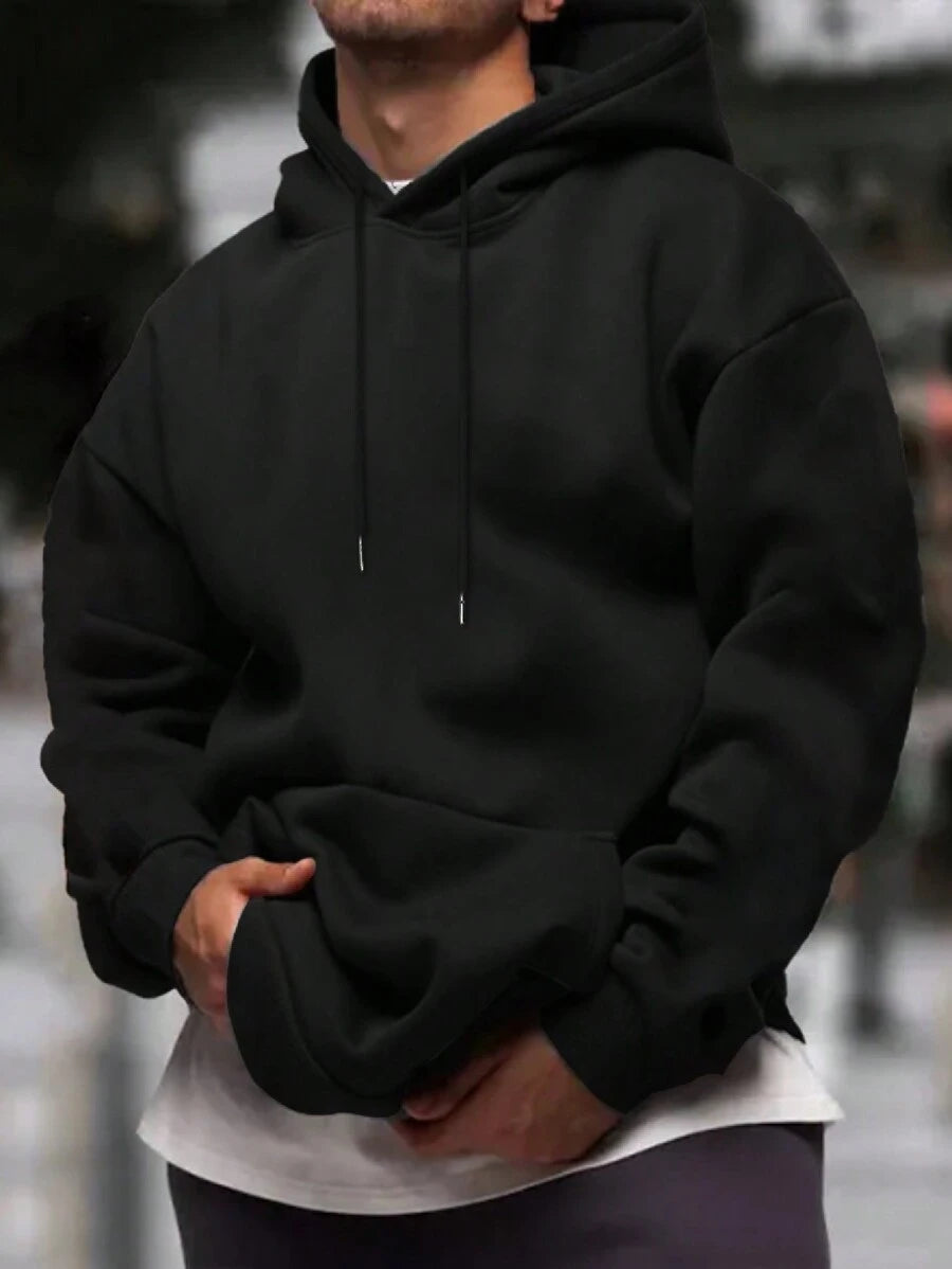 Men's drawstring long sleeve hoodie — alternate view