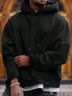 Men's drawstring long sleeve hoodie — detail view