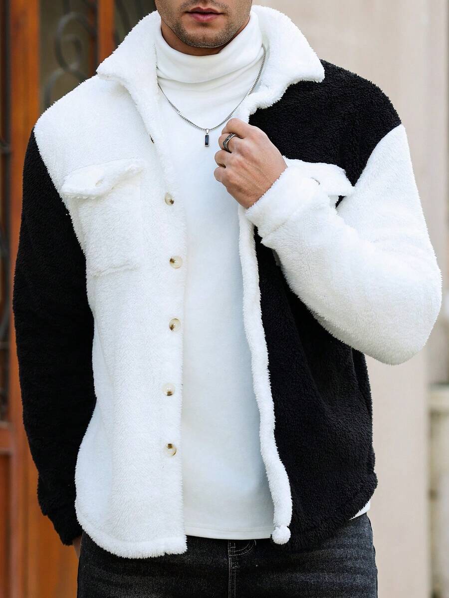 Men's button-front teddy fleece jacket — additional view