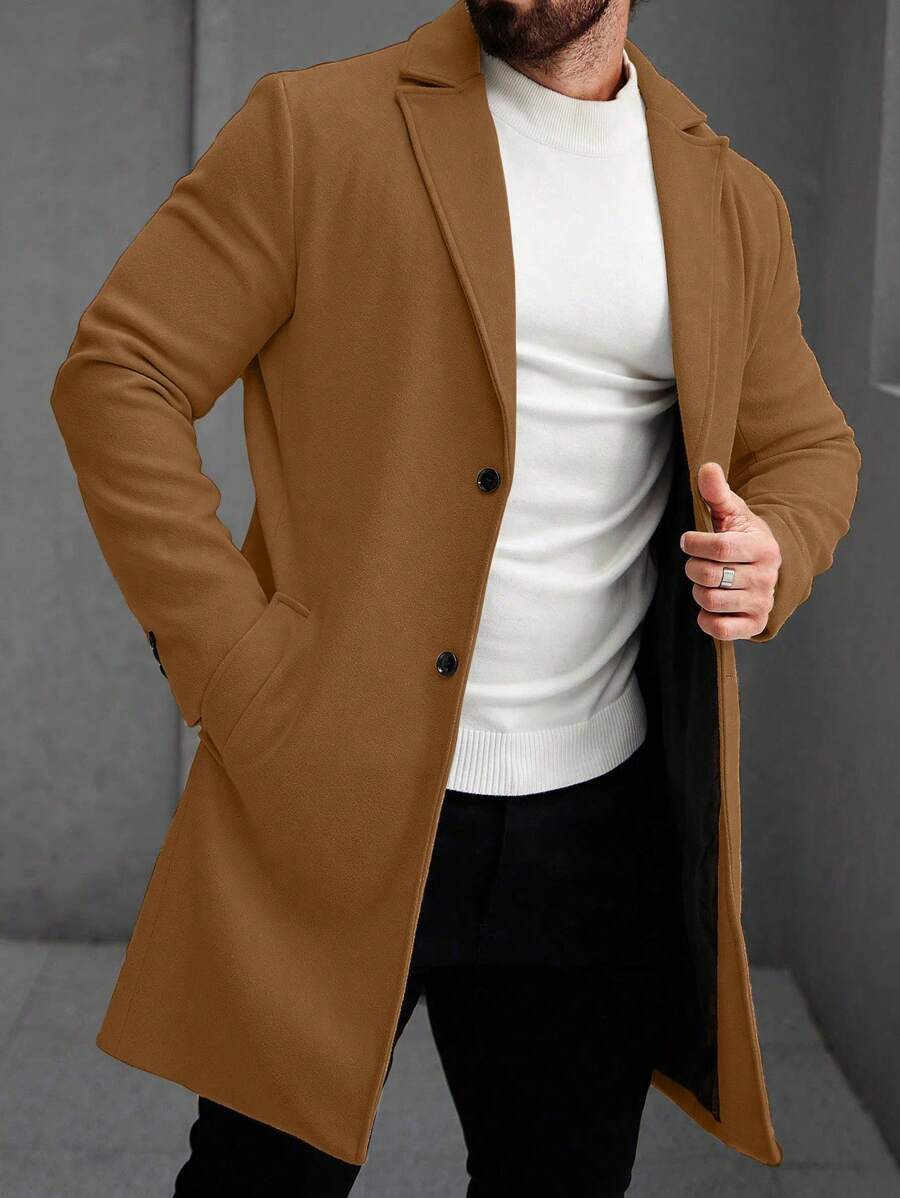 Men's button-up wool winter coat — additional view