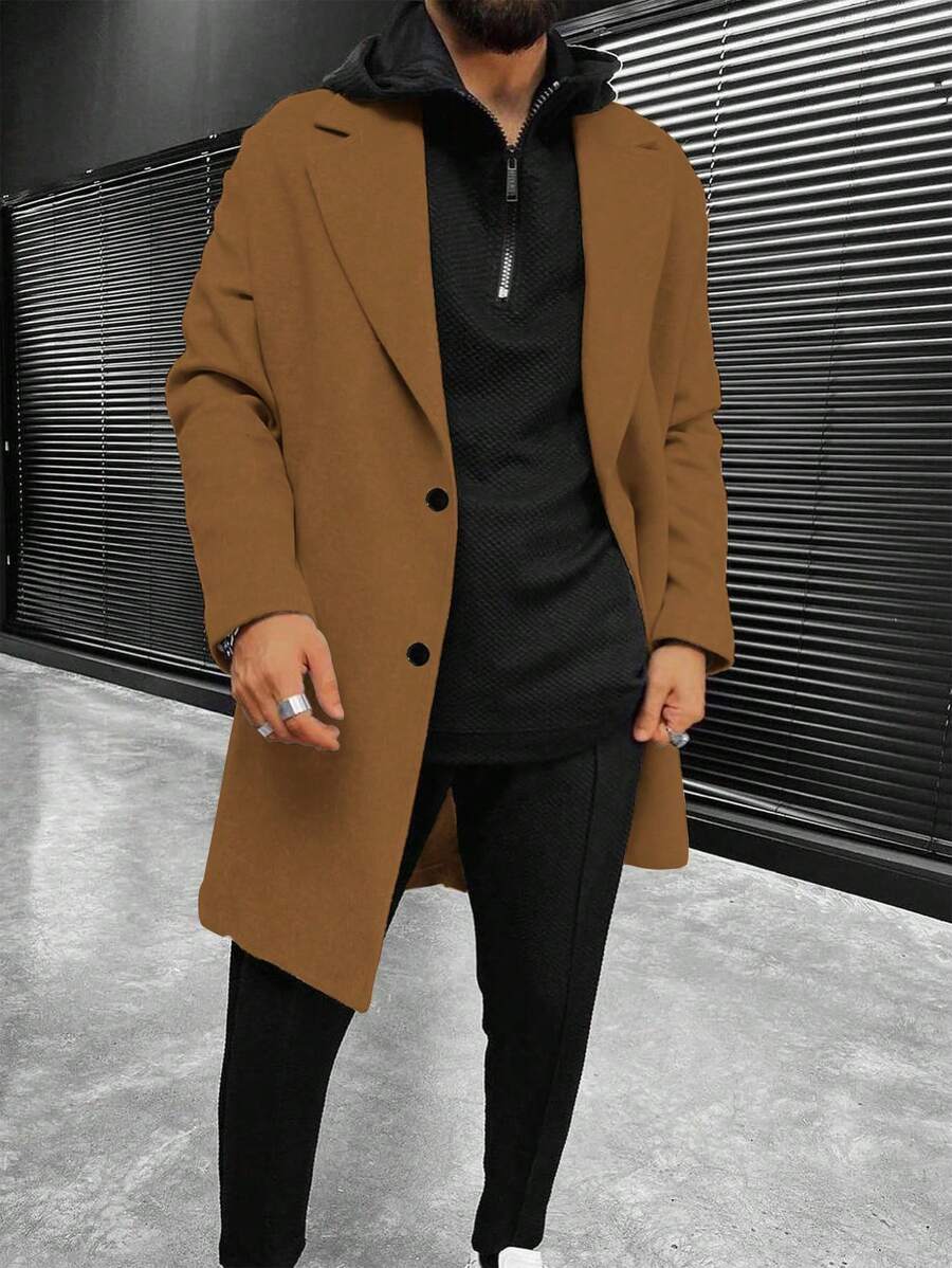Men's button-up wool winter coat — additional view