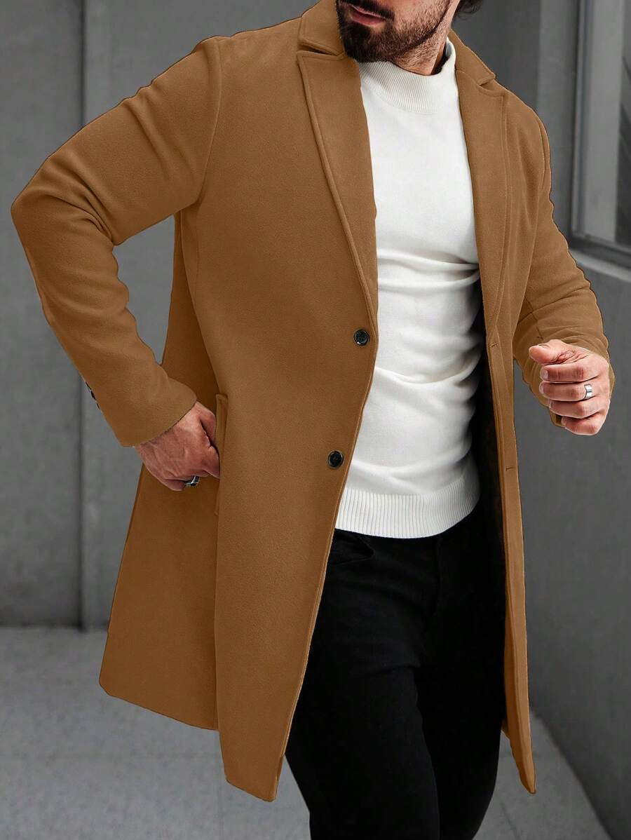 Men's button-up wool winter coat — additional view