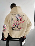 Men's kangaroo pocket drawstring hoodie in apricot