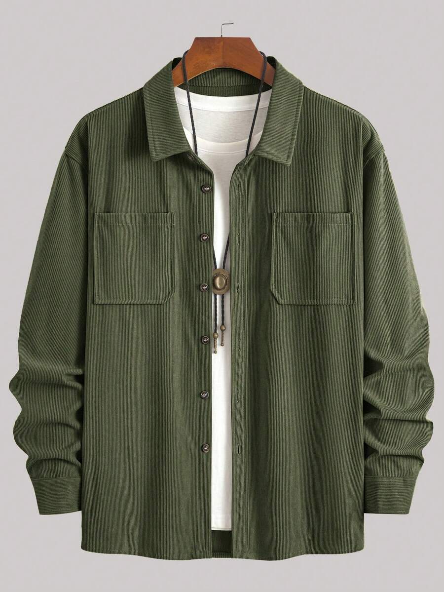 Men's corduroy button-up shacket — additional view