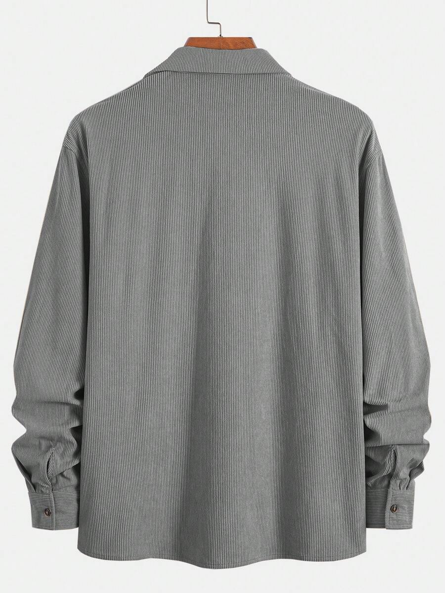 Men's corduroy button-up shacket — detail view