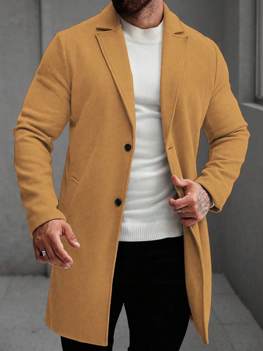 Men's button-up wool winter coat — additional view