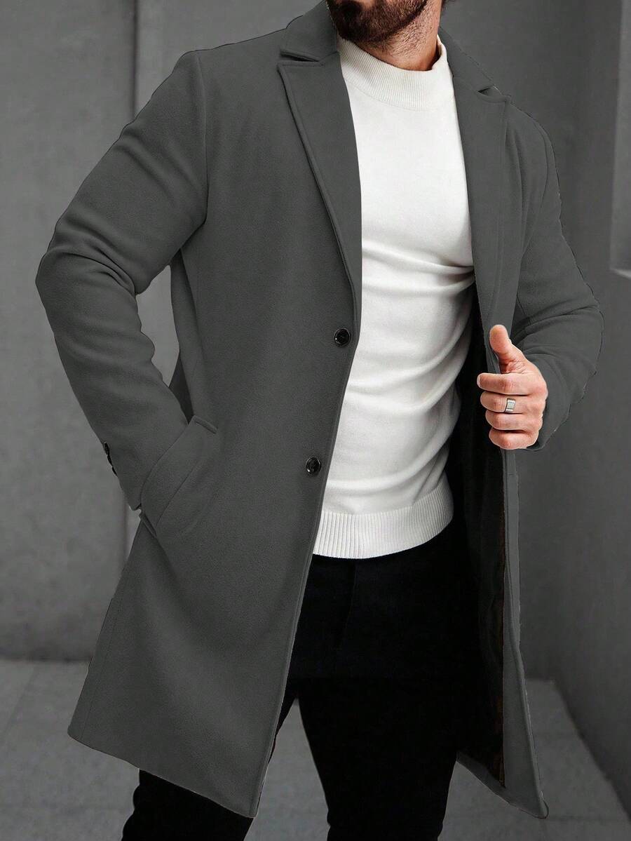 Men's button-up wool winter coat — additional view
