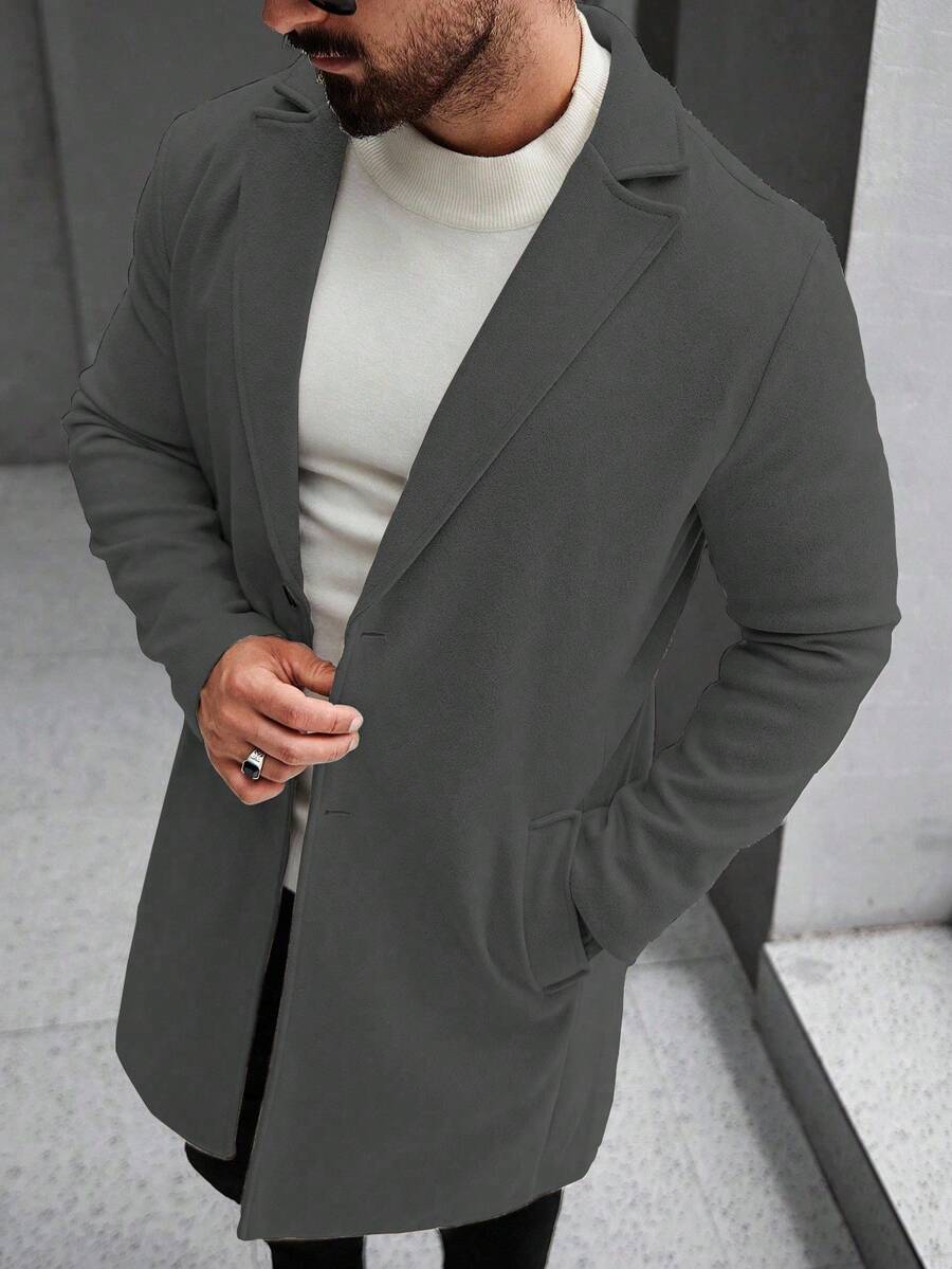 Men's button-up wool winter coat — additional view