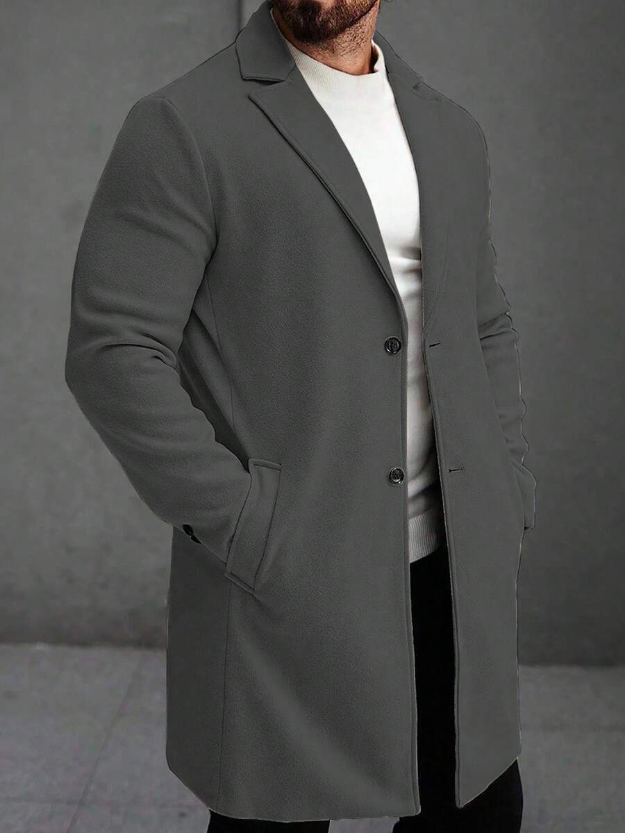 Men's button-up wool winter coat — additional view