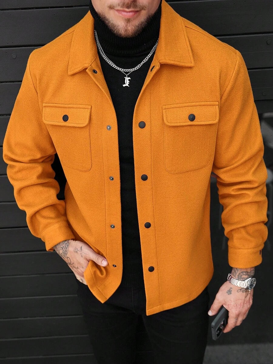 Men's single-breasted long sleeve shacket — additional view