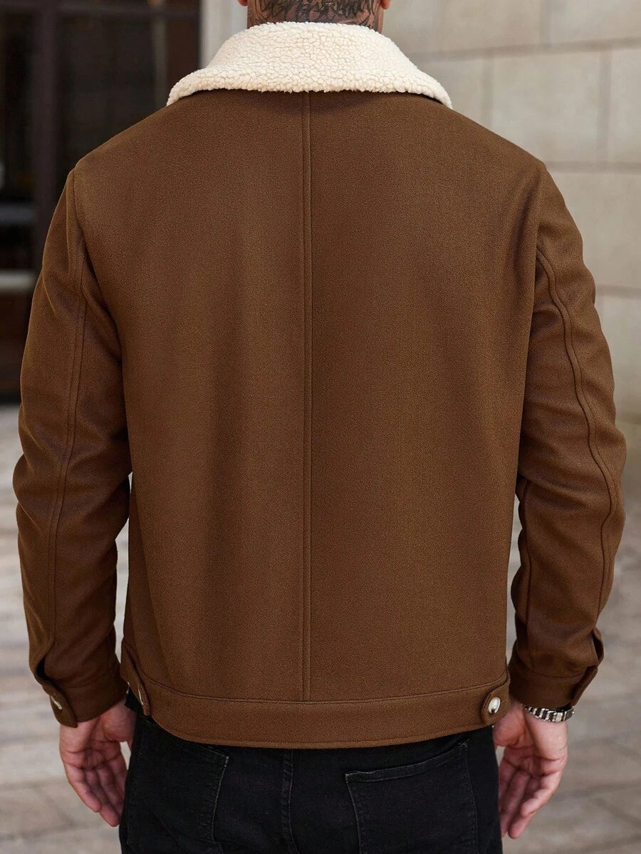 Men's teddy fleece cropped coat — alternate view