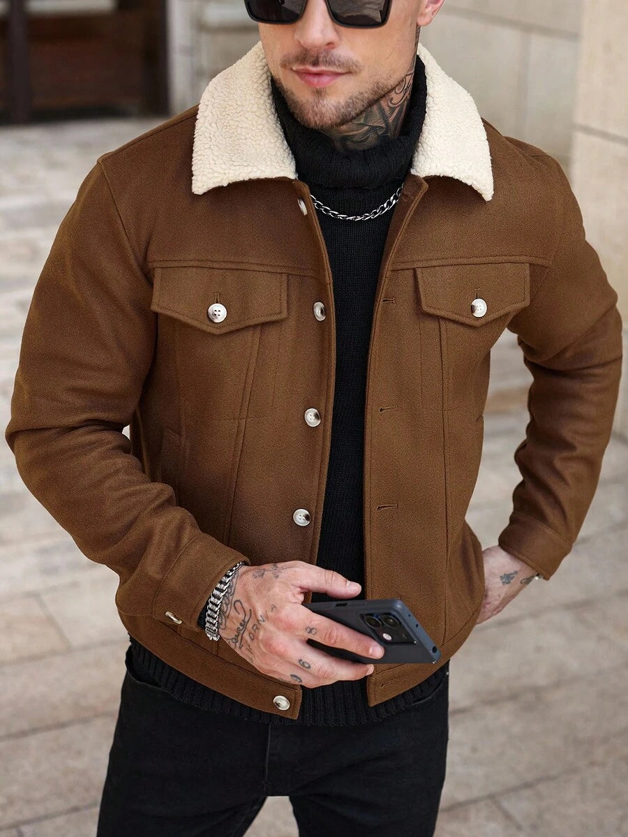 Men's teddy fleece cropped coat — additional view