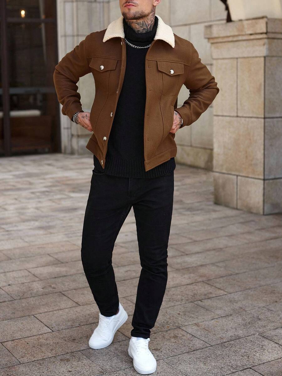 Men's teddy fleece cropped coat — additional view