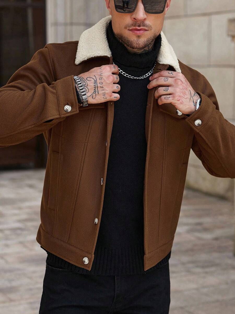 Men's teddy fleece cropped coat — additional view