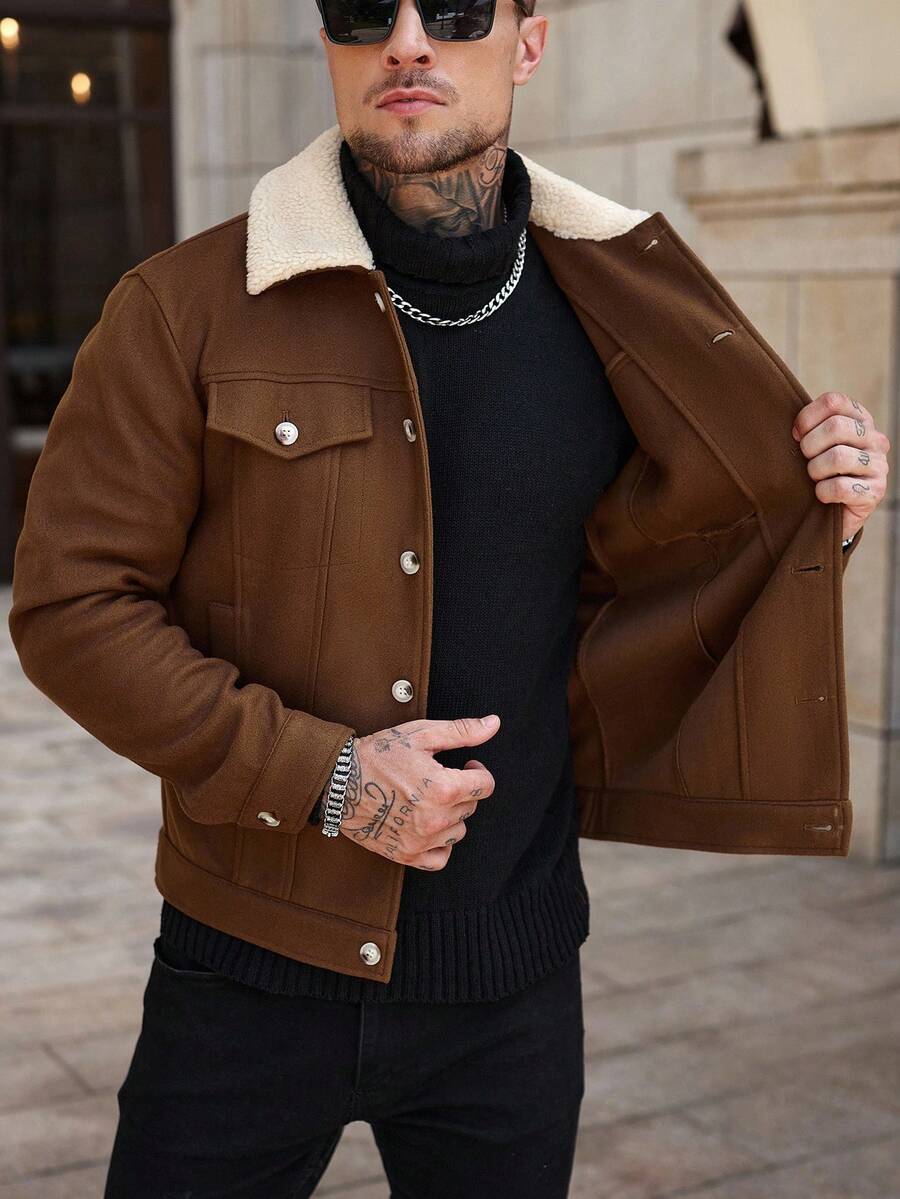 Men's teddy fleece cropped coat — additional view