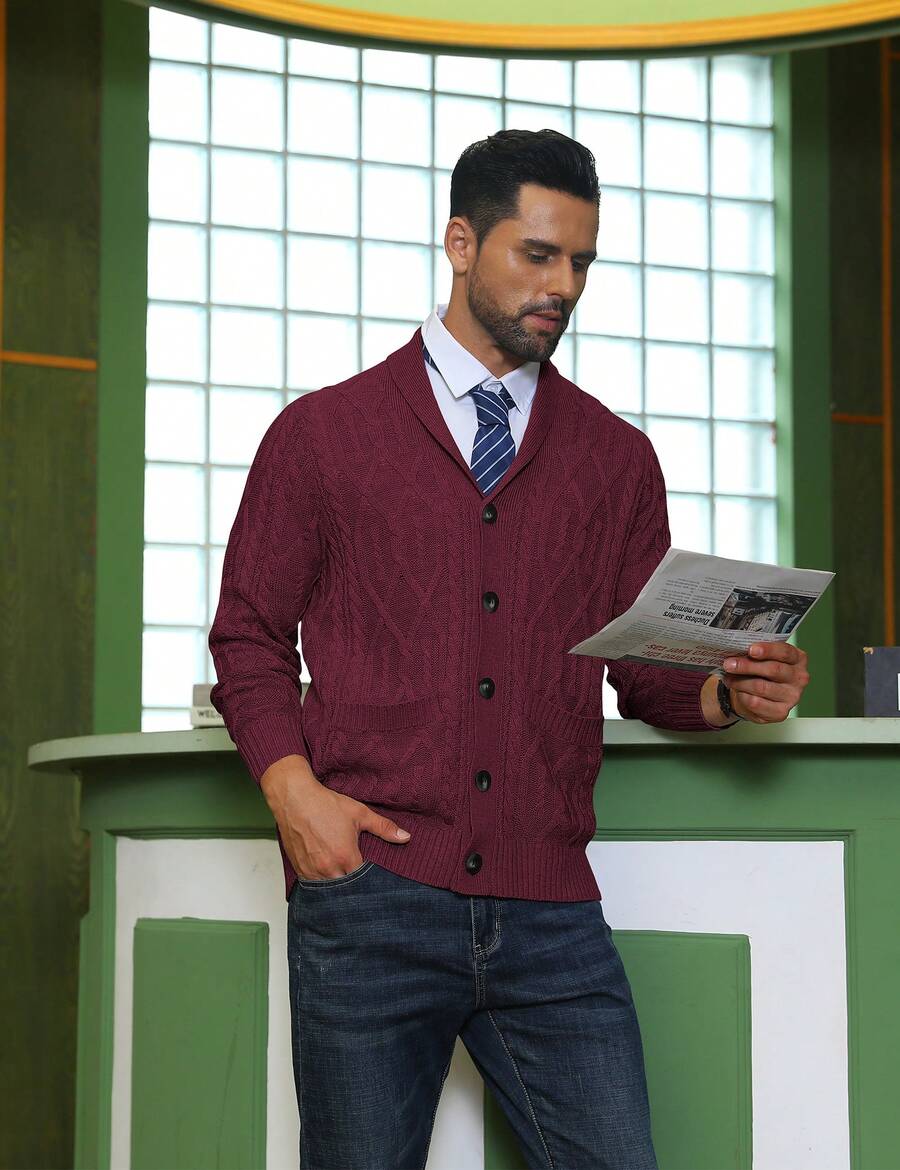Men's shawl collar slim-fit cardigan — additional view