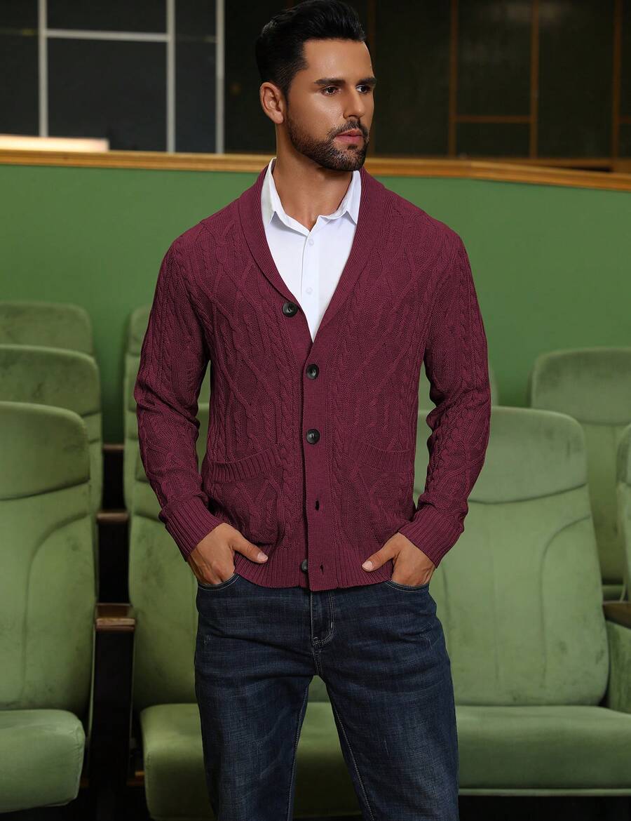 Men's shawl collar slim-fit cardigan — additional view