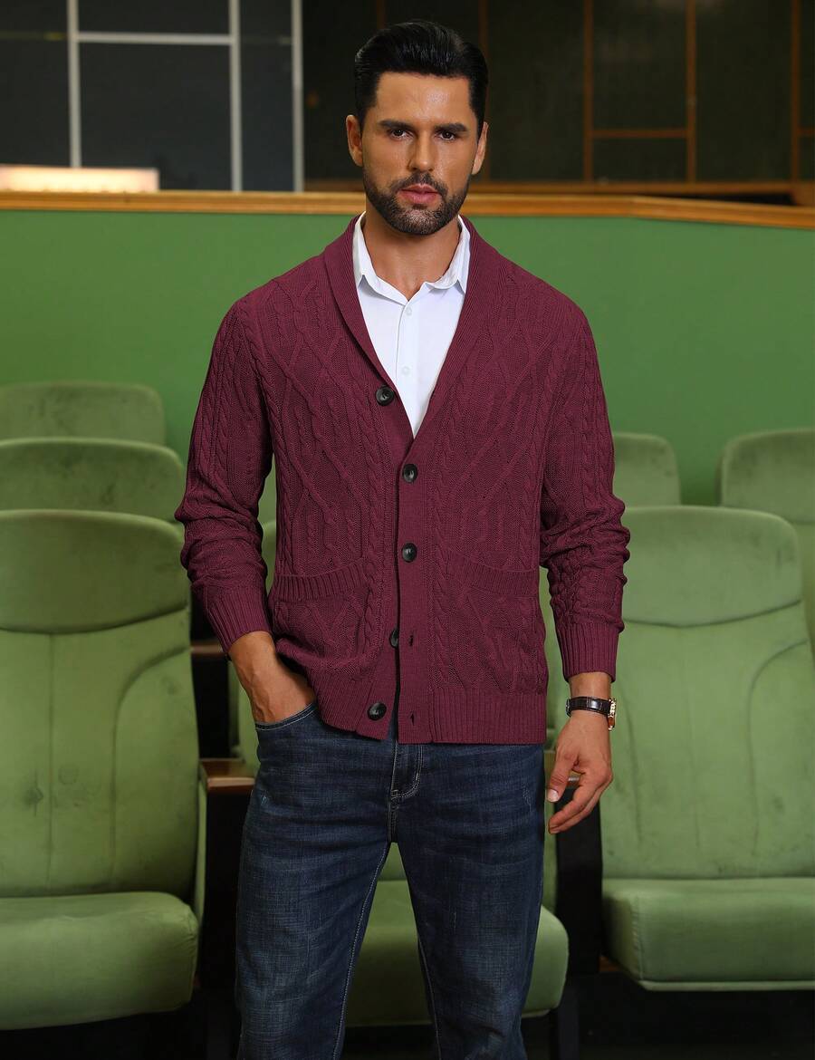 Men's shawl collar slim-fit cardigan — additional view