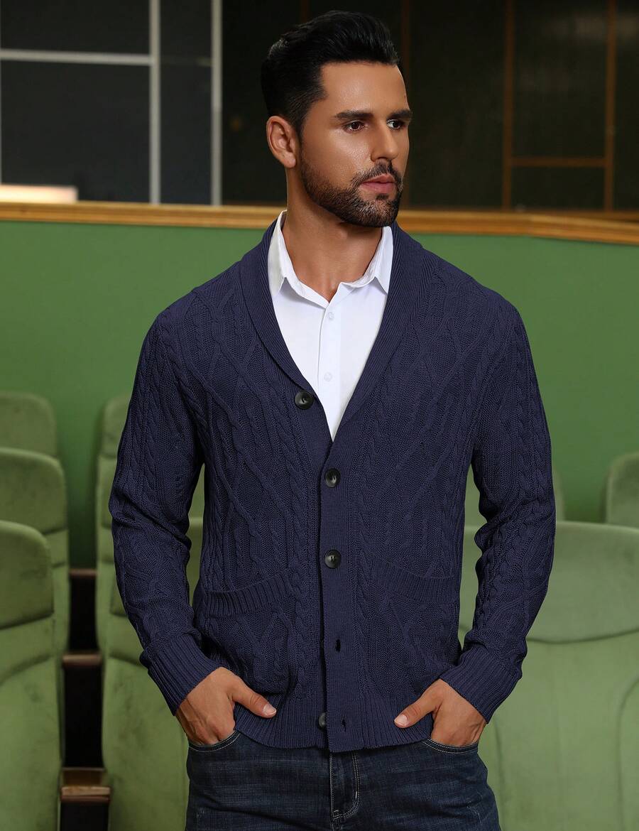 Men's shawl collar slim-fit cardigan — additional view