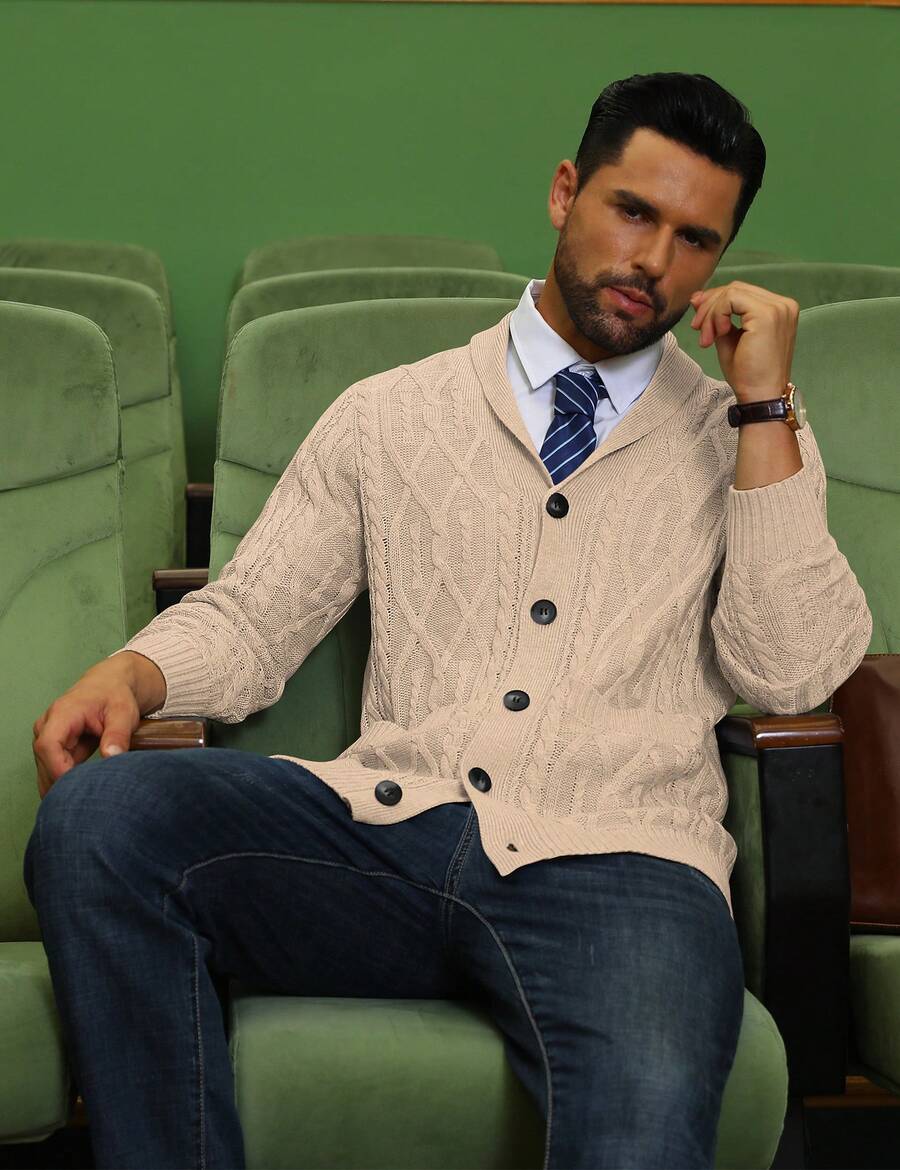 Men's shawl collar slim-fit cardigan — additional view