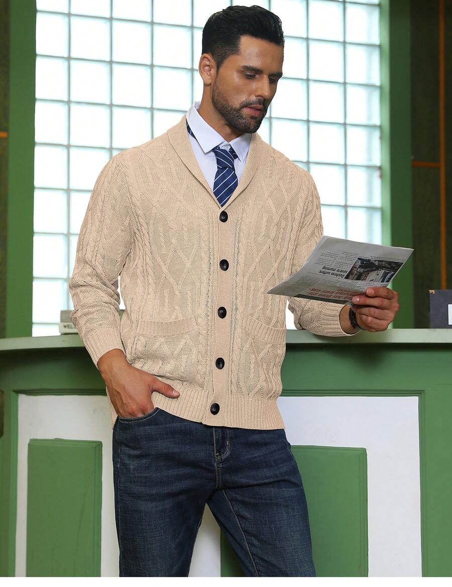 Men's shawl collar slim-fit cardigan — additional view