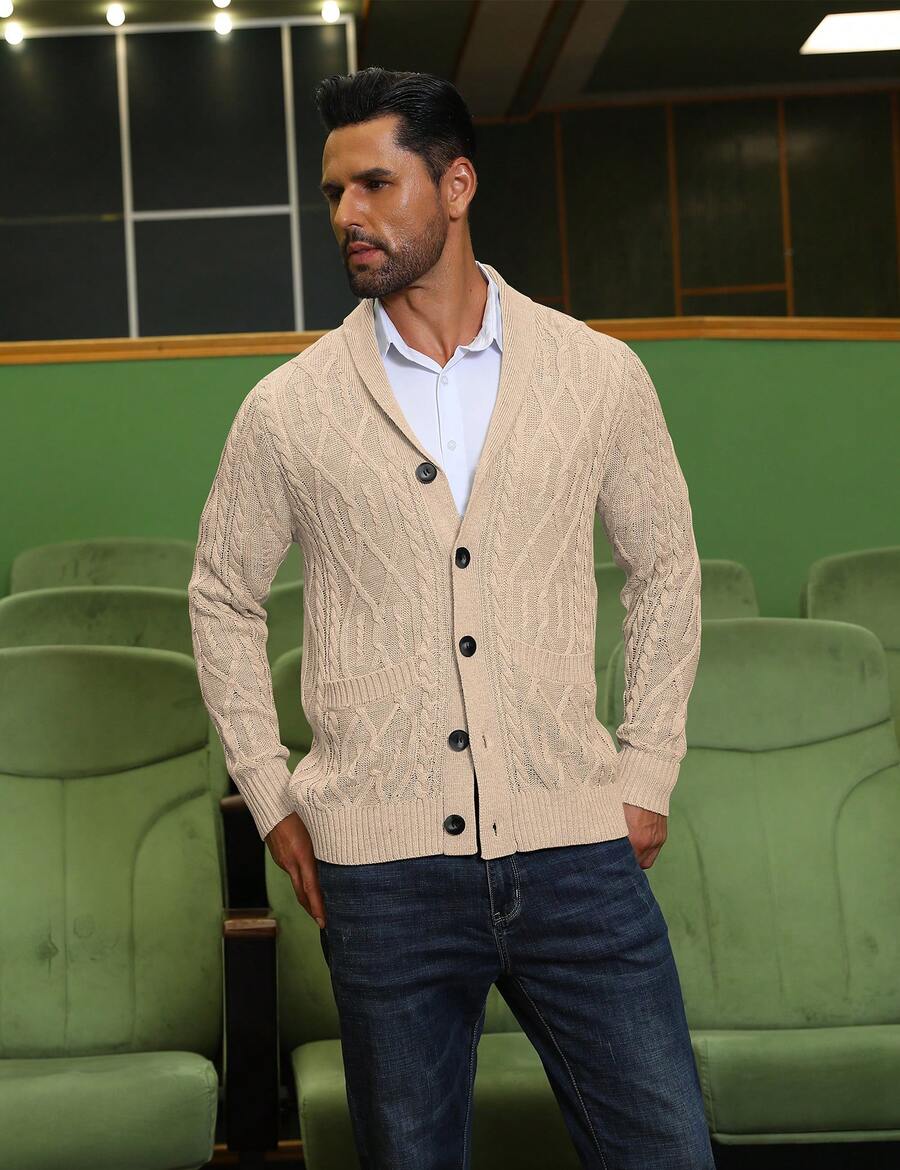 Men's shawl collar slim-fit cardigan — additional view