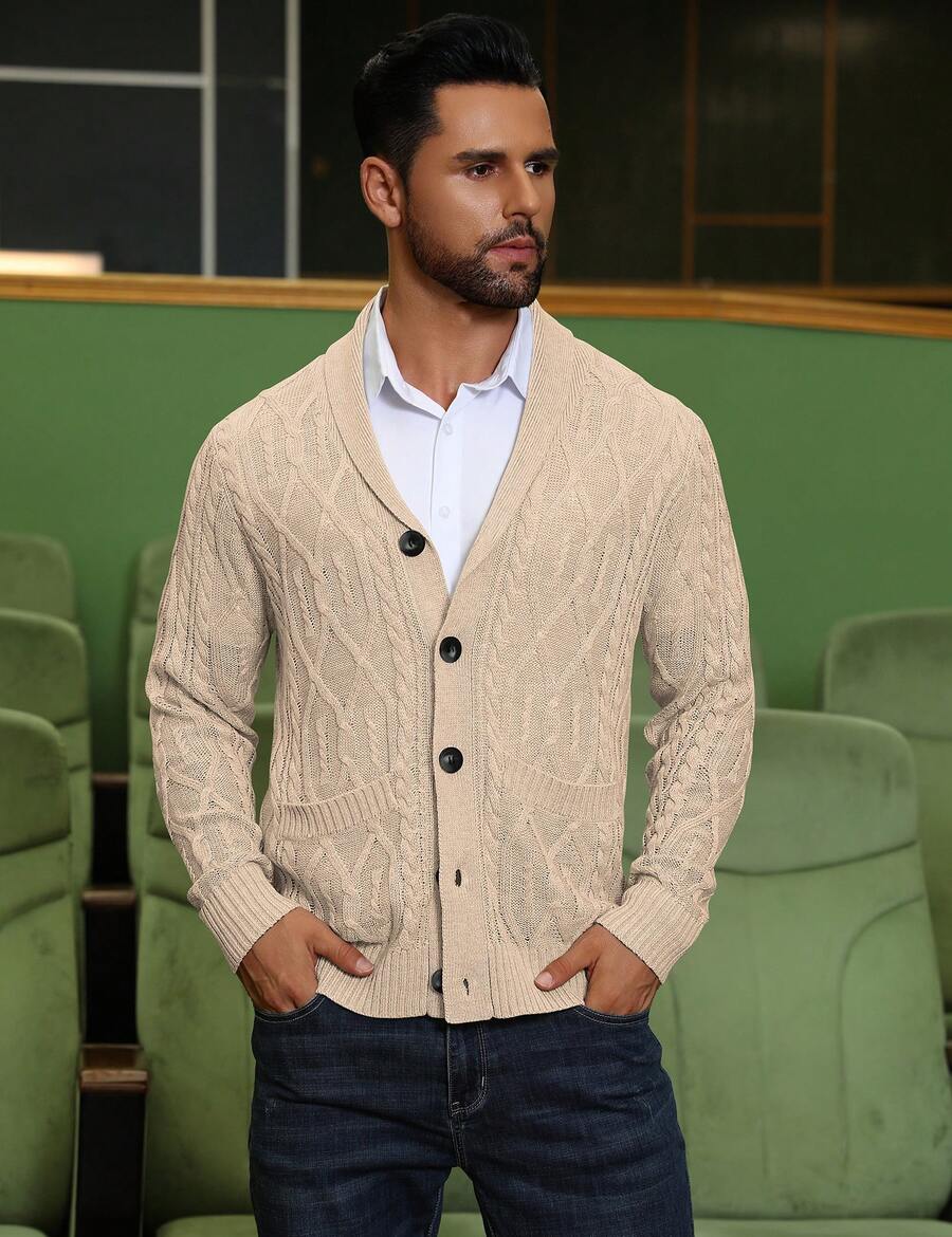 Men's shawl collar slim-fit cardigan — additional view