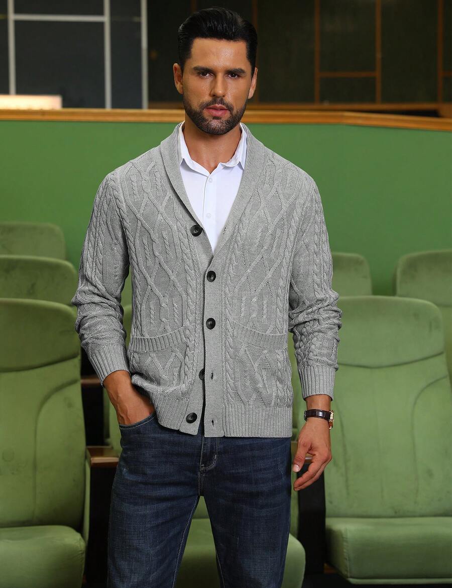 Men's shawl collar slim-fit cardigan — additional view